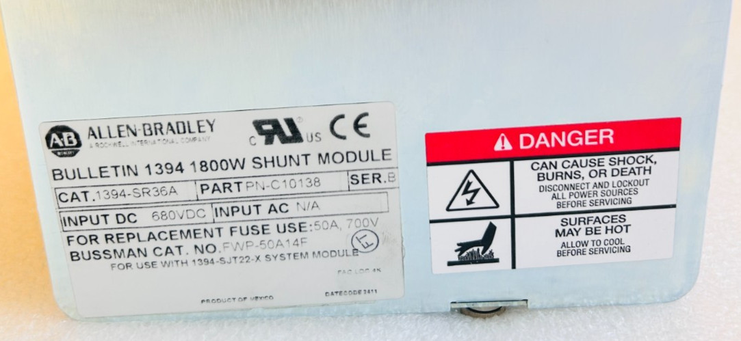 Allen Bradley 1394-SR36A (Ser:B) (PN-C10138) 680 VDC, 1800 W Shunt Module. New!