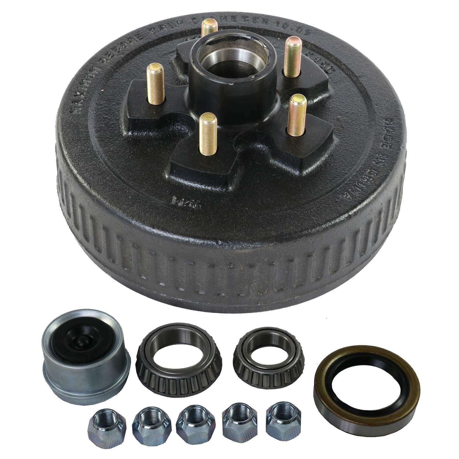 JDMSPEED New Trailer Brake Hub Drum 10″ X 2-1/4″ Kit 5 on 5 4.5