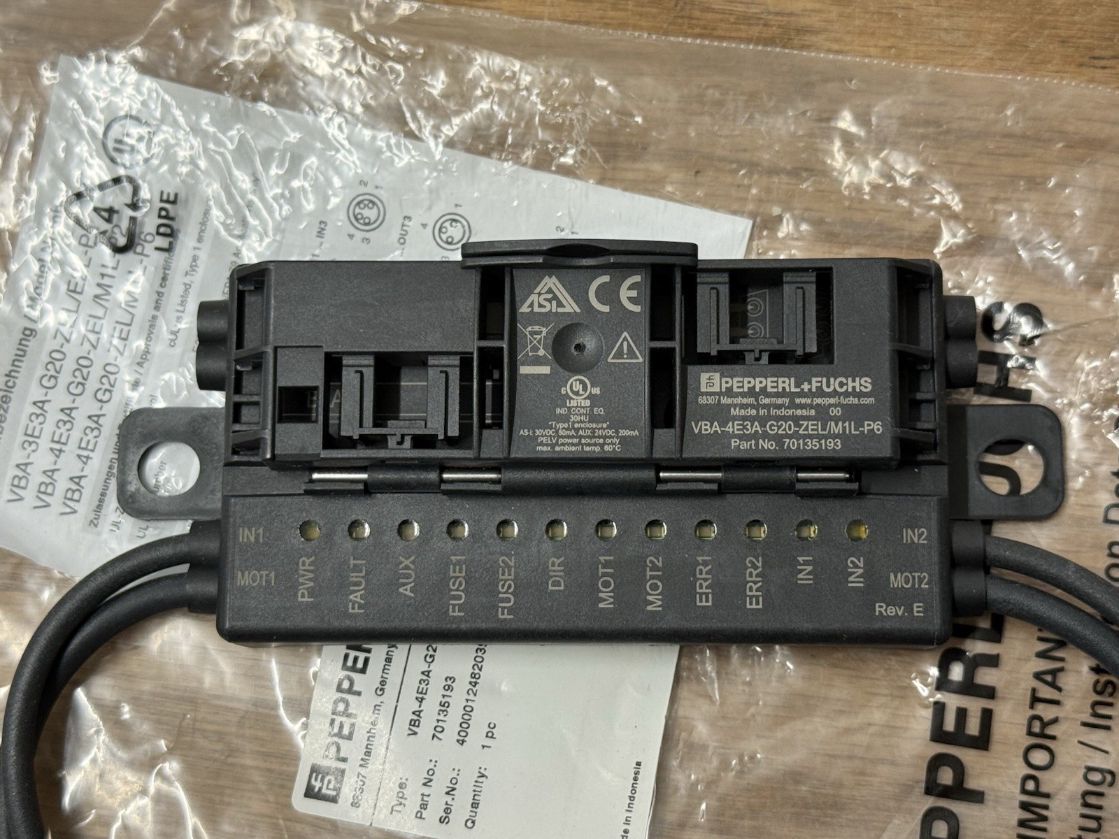 PEPPERL FUCHS pepperl vba-4e3a-g20-zel/m1l-p6 ASi Motor Roller Module