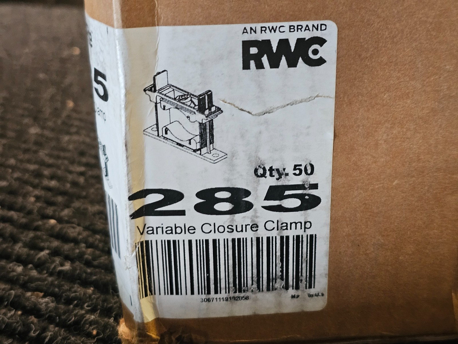 (QTY 50)HoldRite 285 Sound-Rated Variable Closure Clamp For 1″-2″ Ips Pipe Sizes