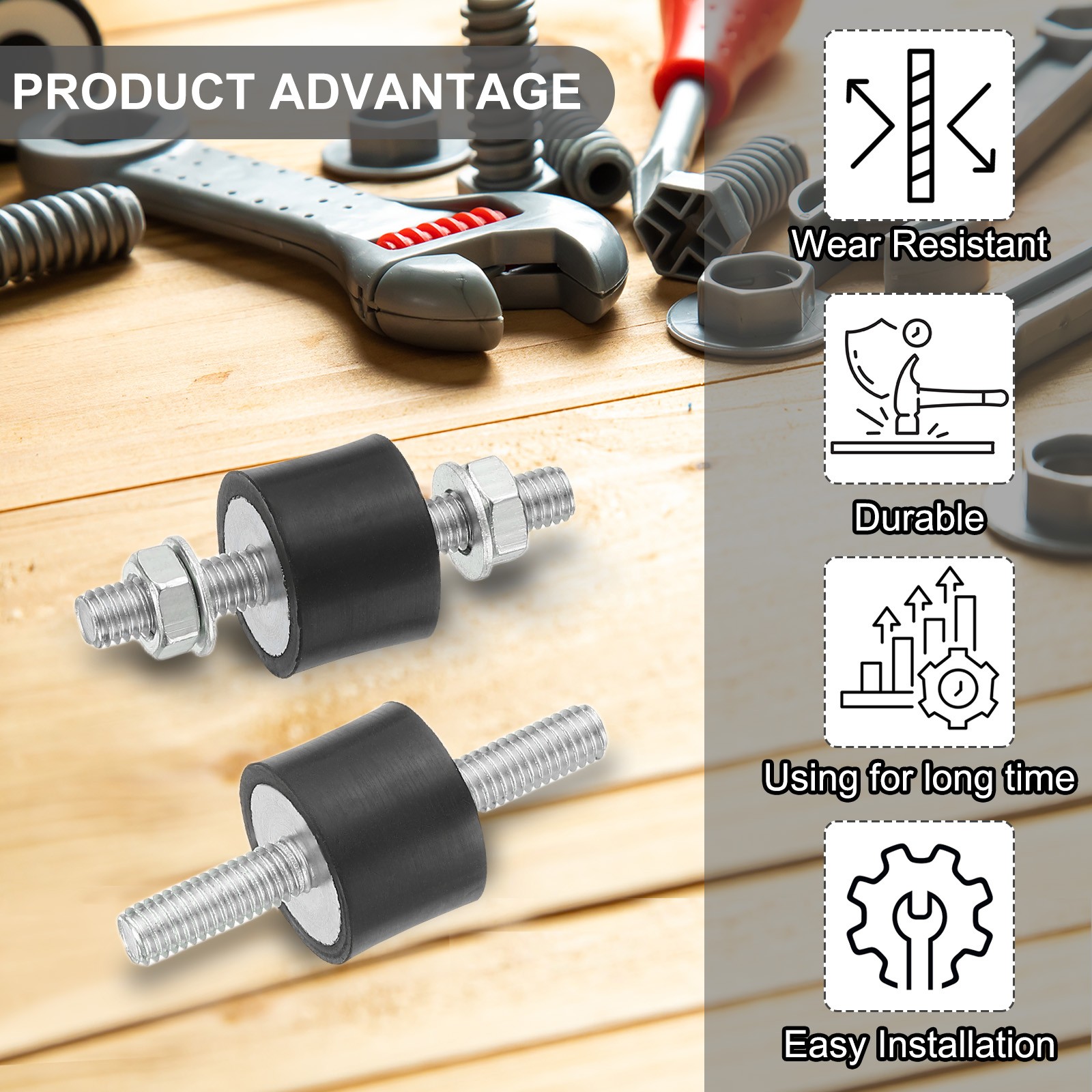 8 Pcs 15x20mm M6 Rubber Studs Shock Absorber, VV Type