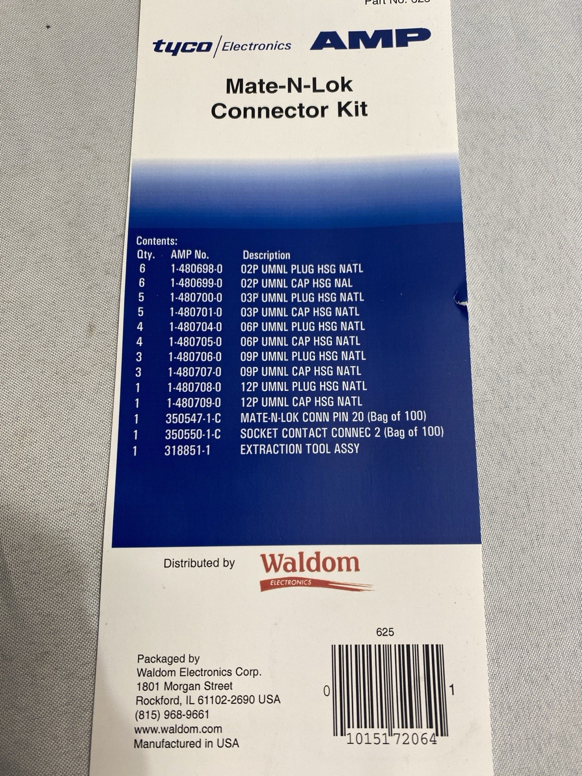 AMP Mate-N-Lok Connector Kit, Part 625, 238 piece Assorted Universal connectors