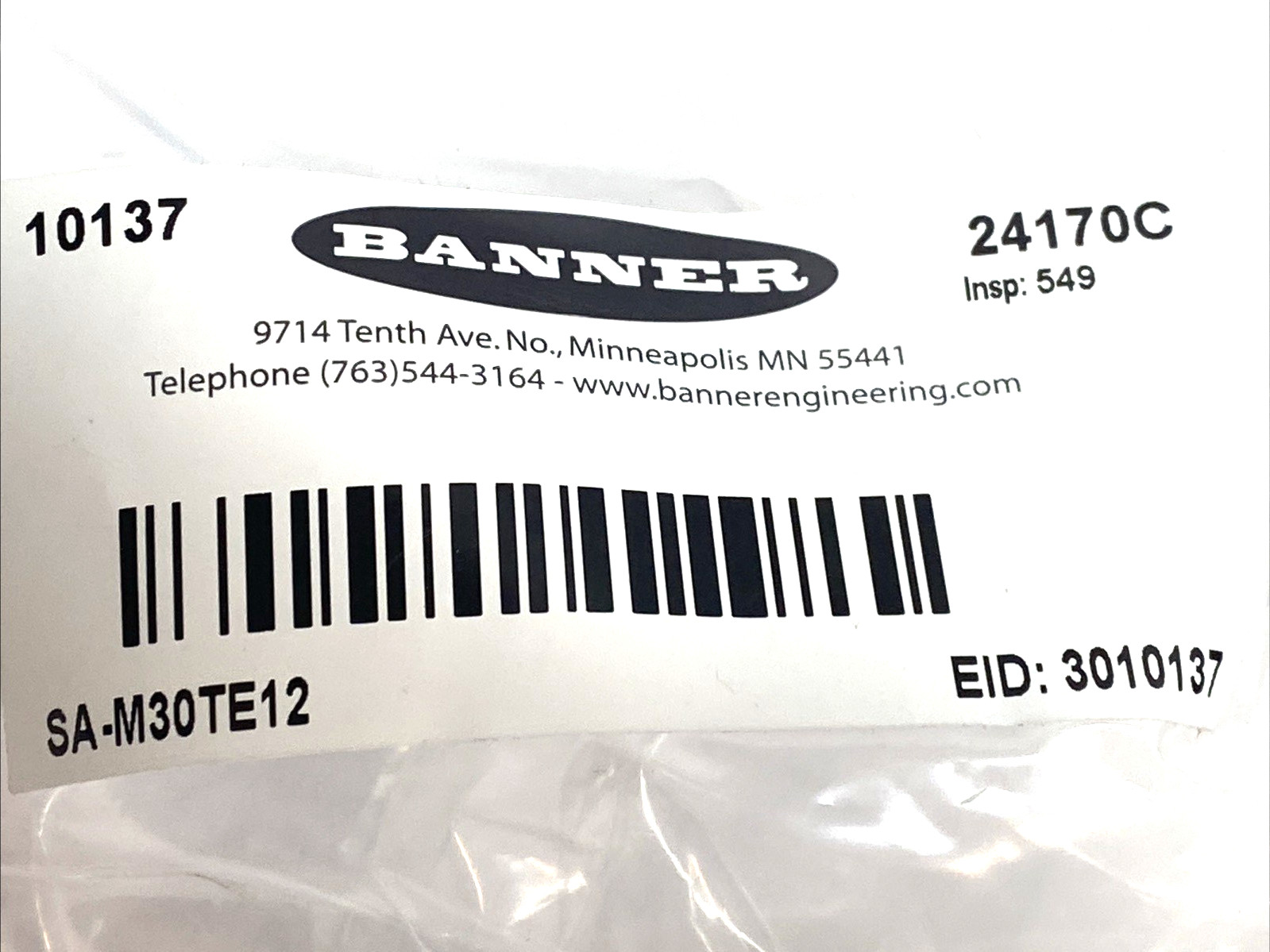 Banner SA-M30TE12 TL50 Stand-Off Pipe Cover 1/2″ Black Acetal 10137