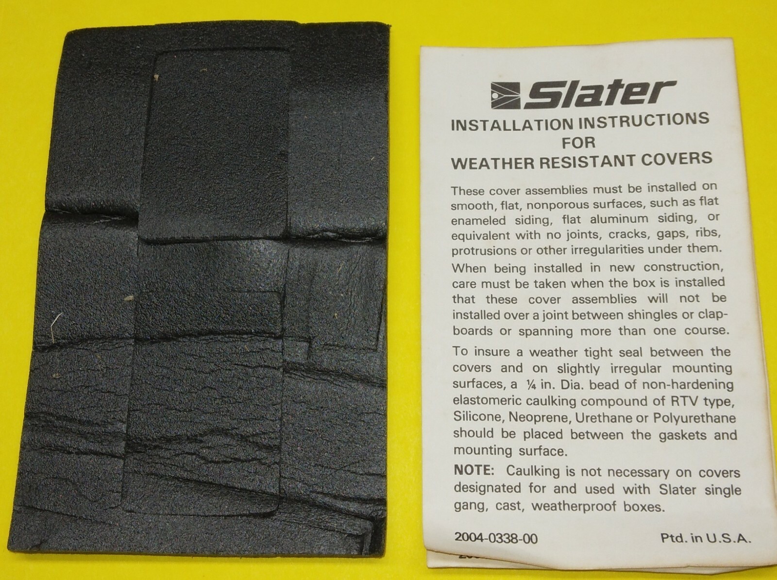 Slater Flip Lid #3780 Weather Resistant Plate With Gasket NOS
