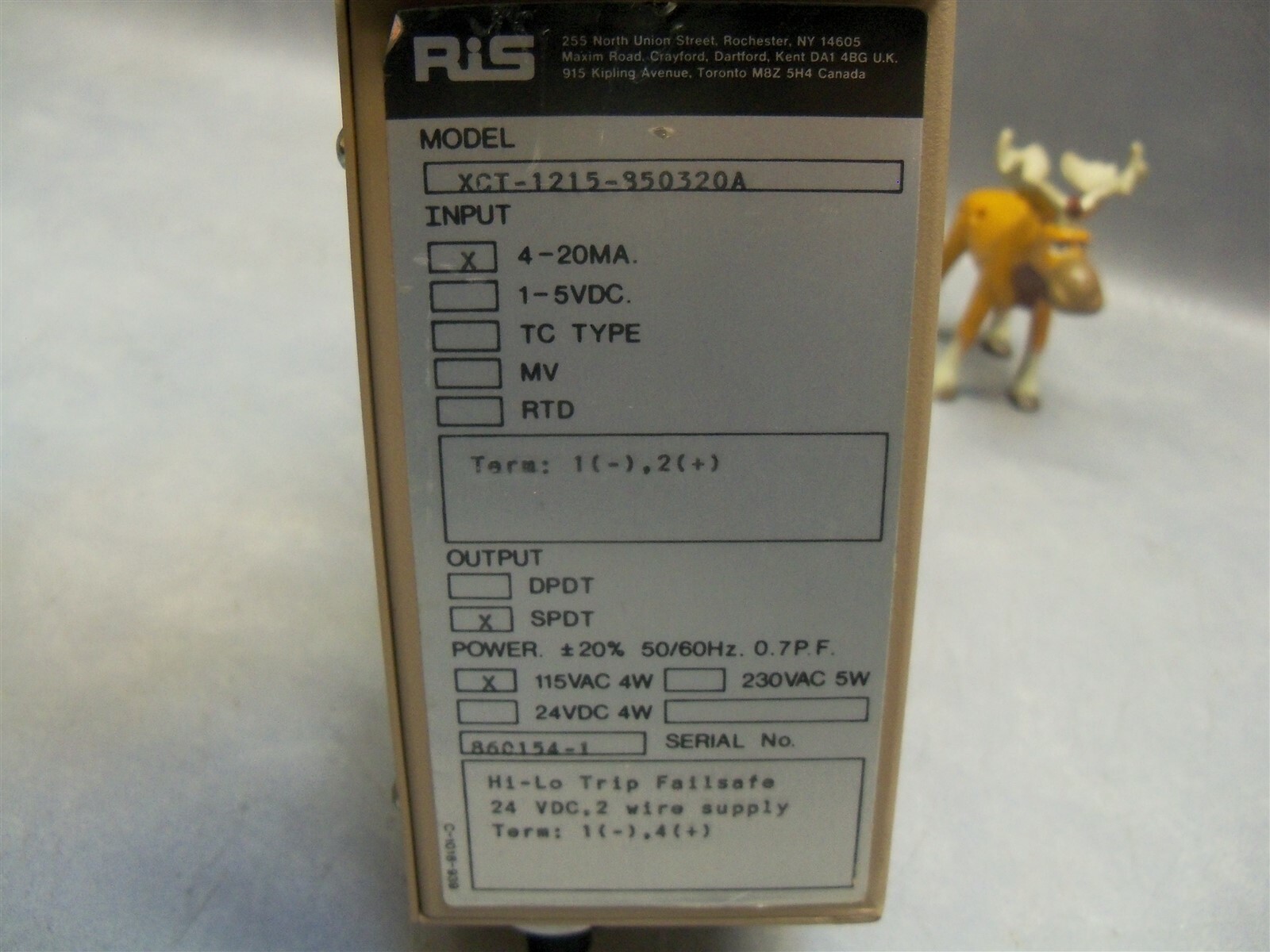 XCT-1215-850320A Rochester Instruments CT-1215 Hi-Lo Trip Failsafe