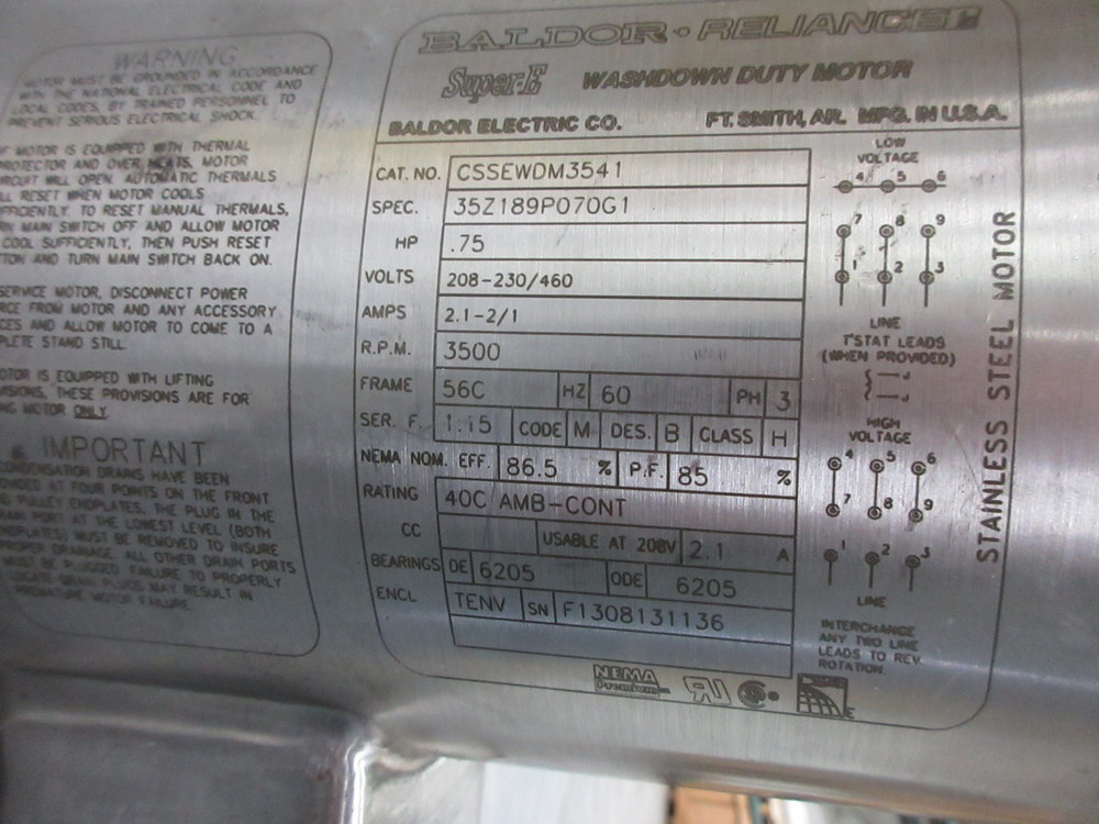 Baldor Reliance CSSEWDM3541 Super-E Washdown Duty Motor Tested