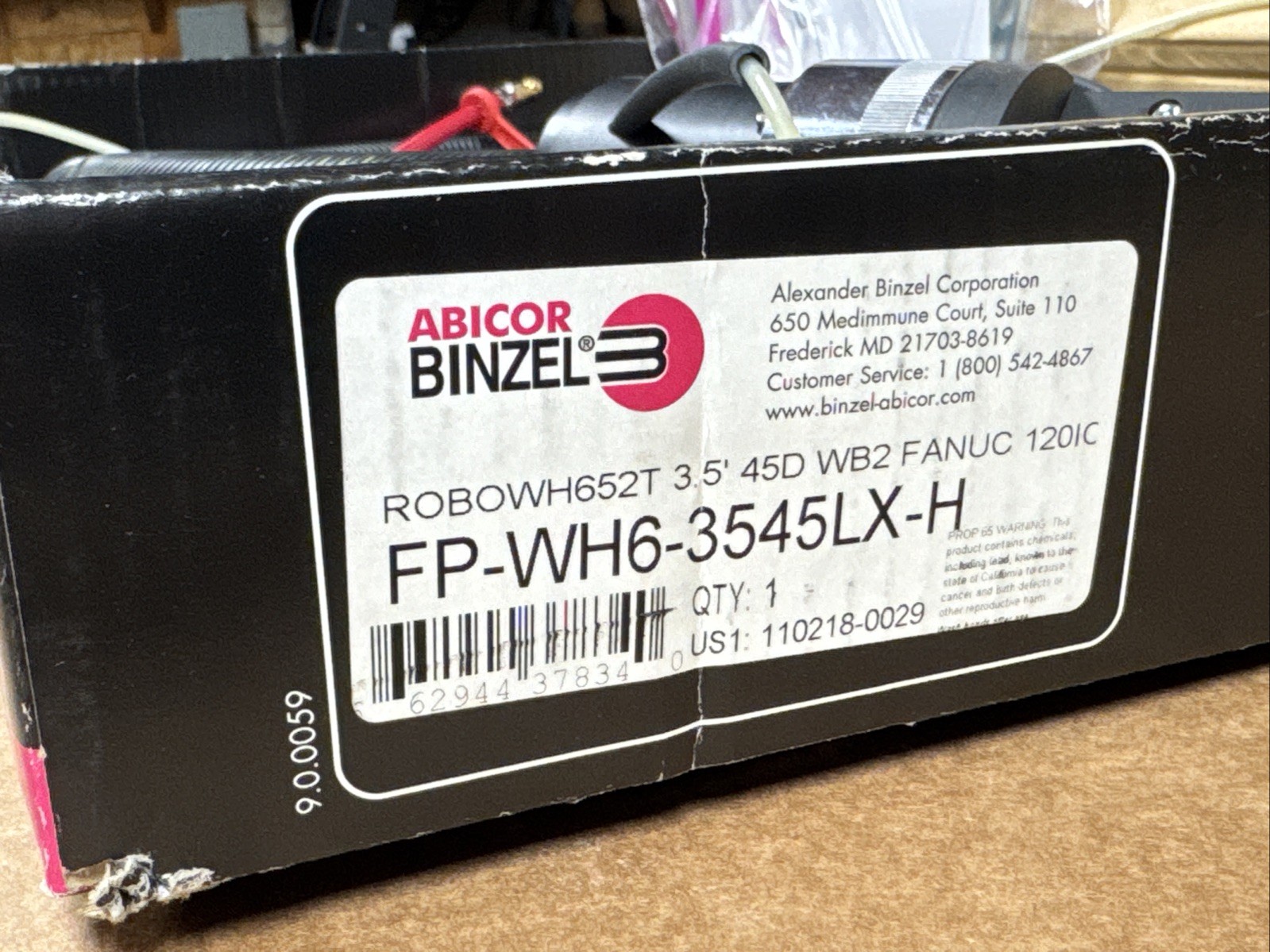 NEW Abicor Binzel FP-WH6-3545LX-H MIG / MAG Torch ROBOWH652T 45D WB2 FANUC 120IC