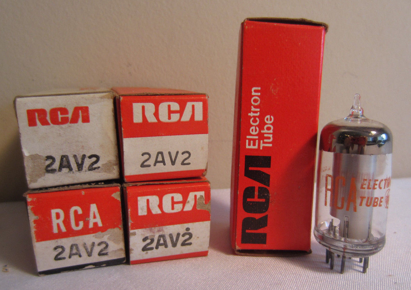 Lot Of 5 RCA 2AV2 Electron Electronic Tubes In Boxes NOS