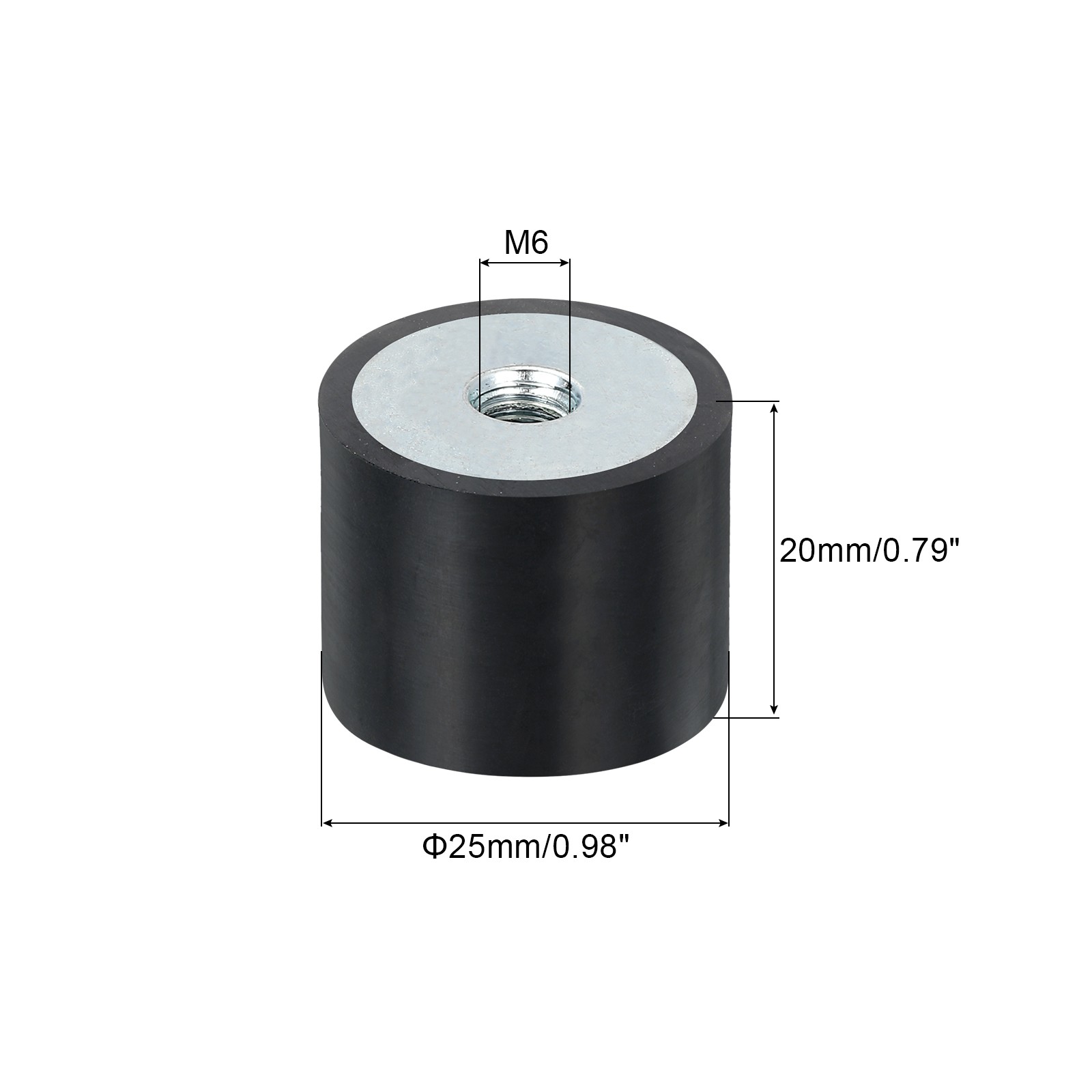 8Pcs 25 x 20mm M6 Thread Female Rubber Mounts, Silent Block Base Block
