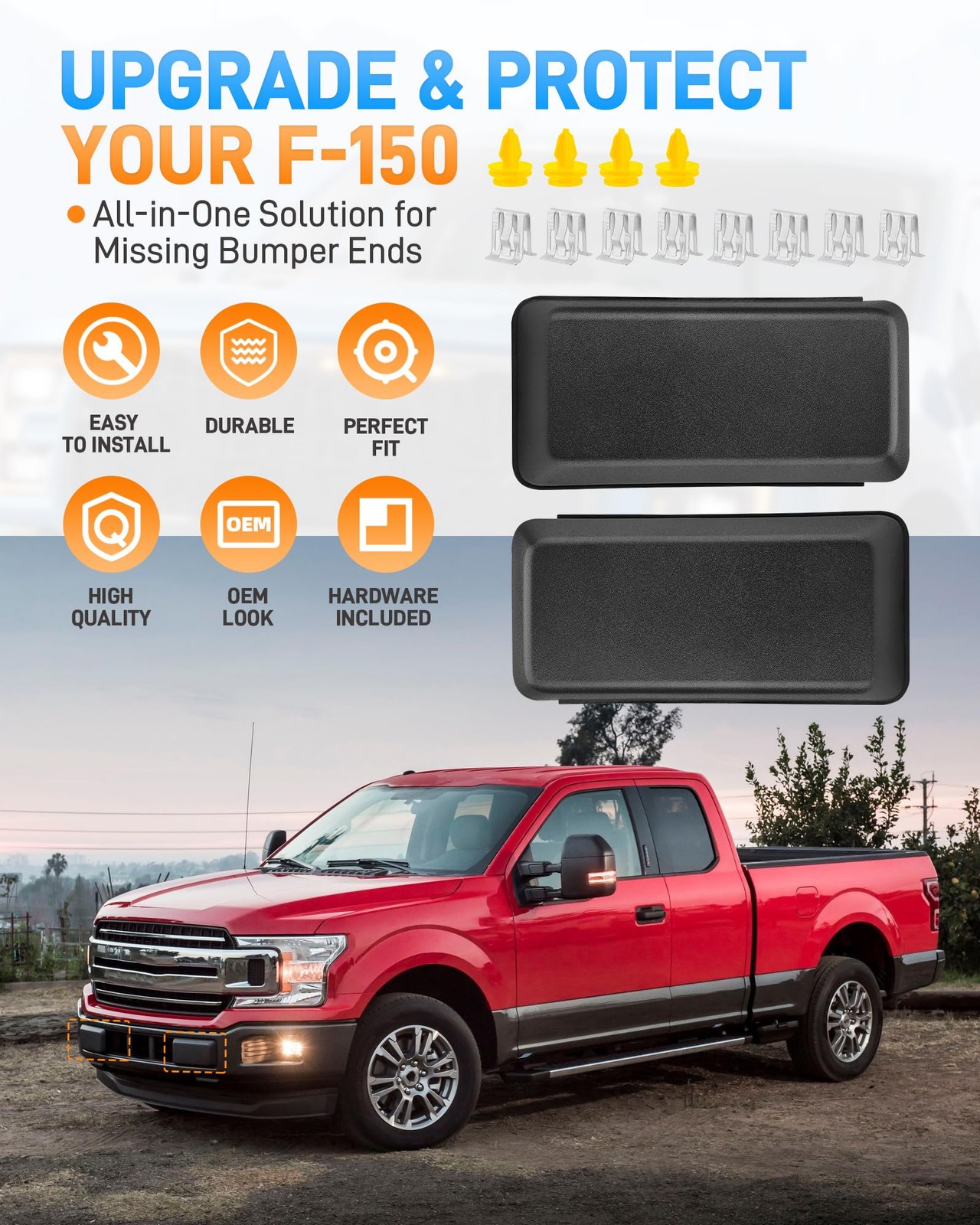 F150 Front Bumper Guard Pad Cover Compatible with Ford F-150 2018 2019 2020, …