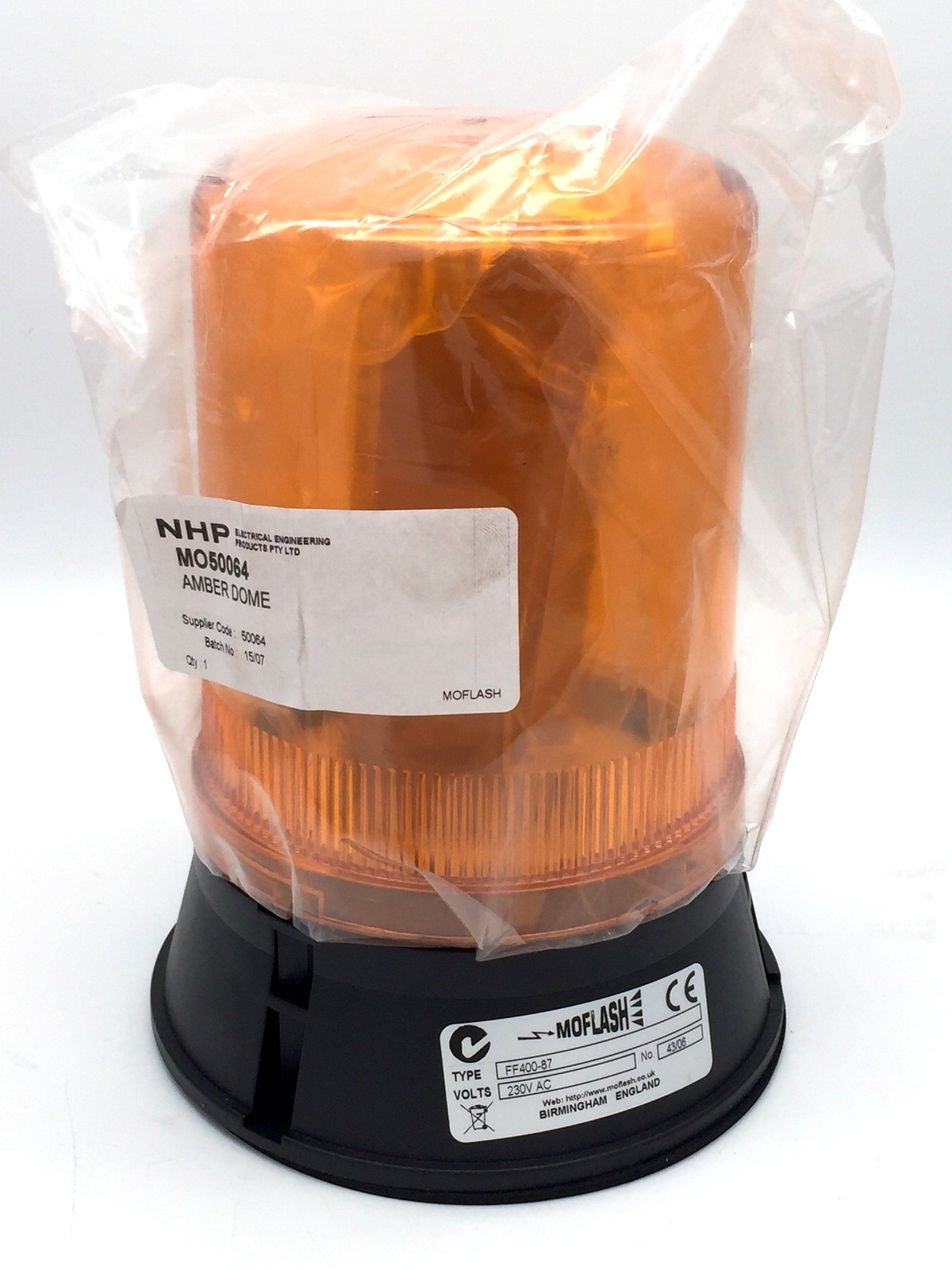 NHP MOFF400-87A Beacon Flash Fil 240VA Base Amber Dome MOFLASH