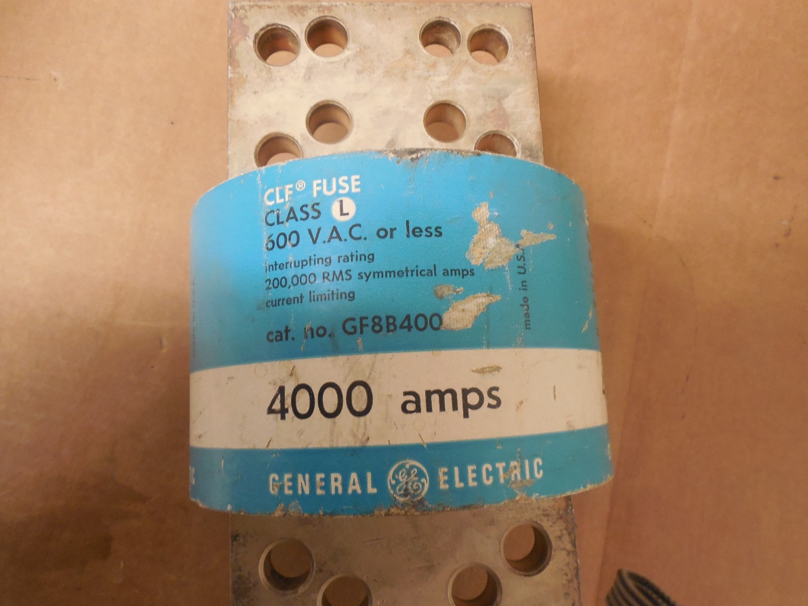 GENERAL ELECTRIC CLF FUSE GF8B4000 CLASS L 600 VAC 4000A A AMPS NEW