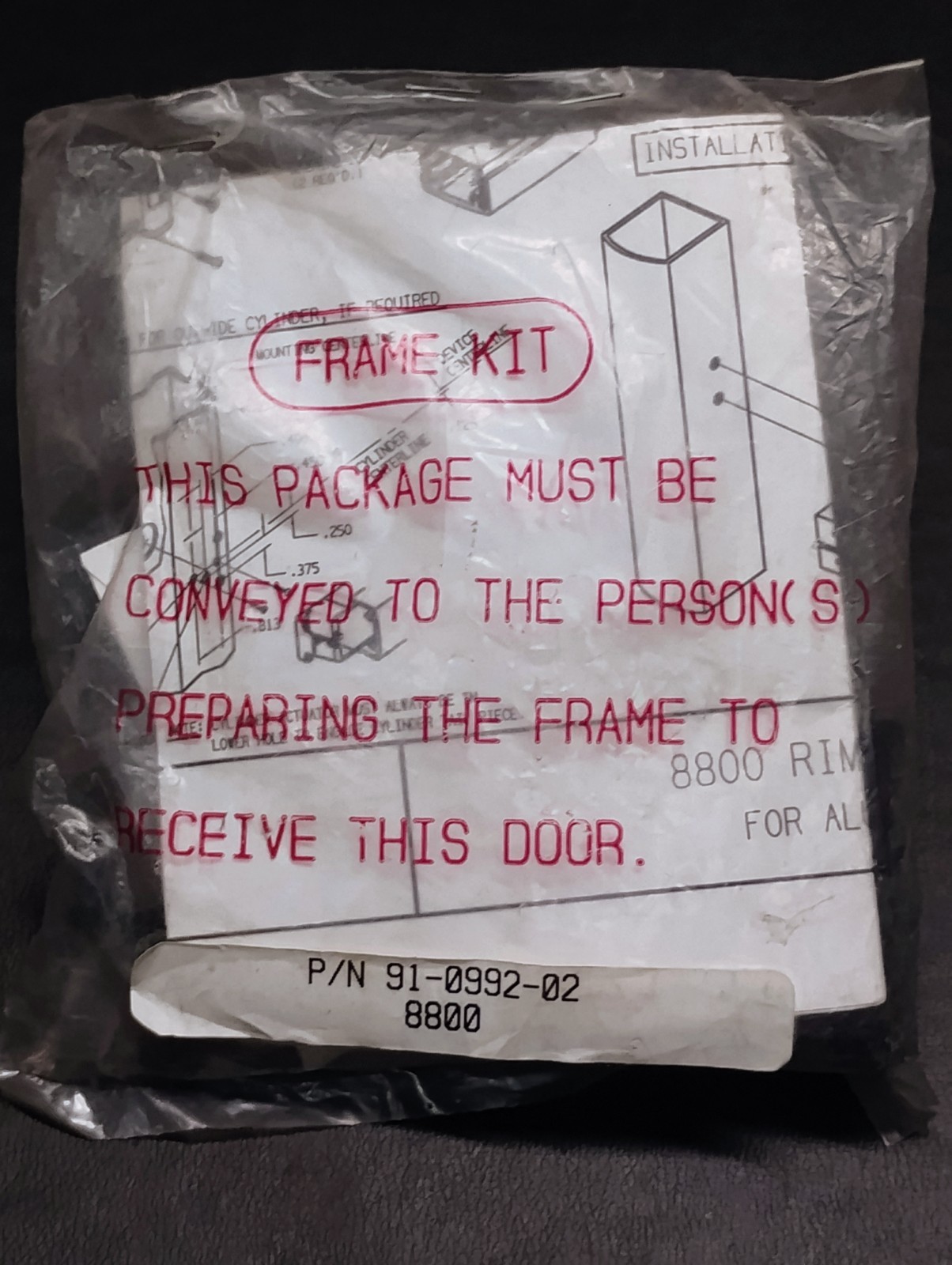 Adams Rite 91-0992-02 Frame Kit Replacement for 8800 Series Panic Exit Devices