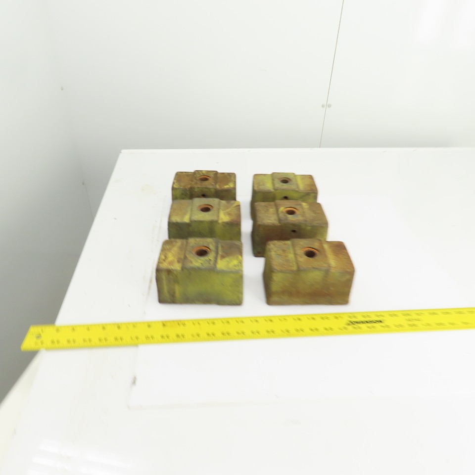 6 Lx3-1/2Wx 3-1/4″ H Cast Iron Machine Foot Pad Targets W/0.808″ Thru Hole Lot/6