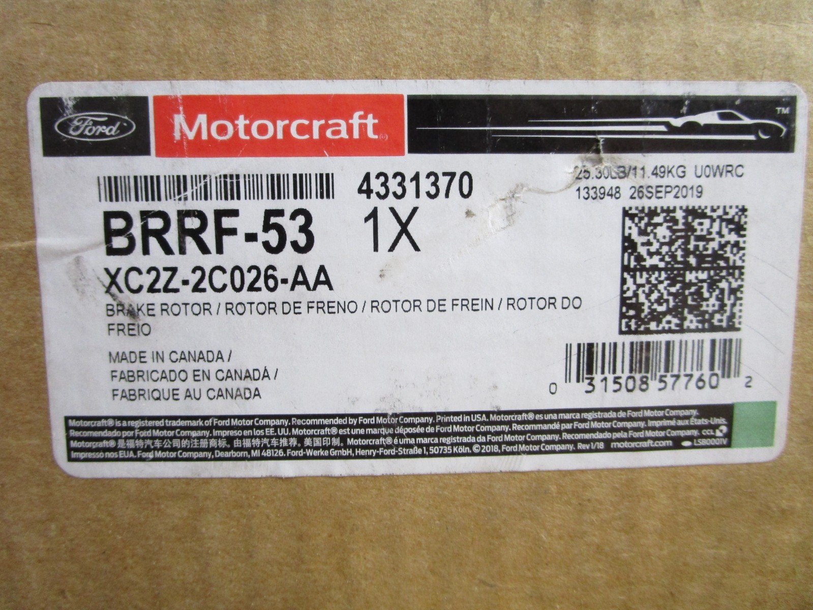 Ford Motorcraft BRRF-53 Rear Brake Rotor Set YC35-2C026-C XC2Z-2C026-AA