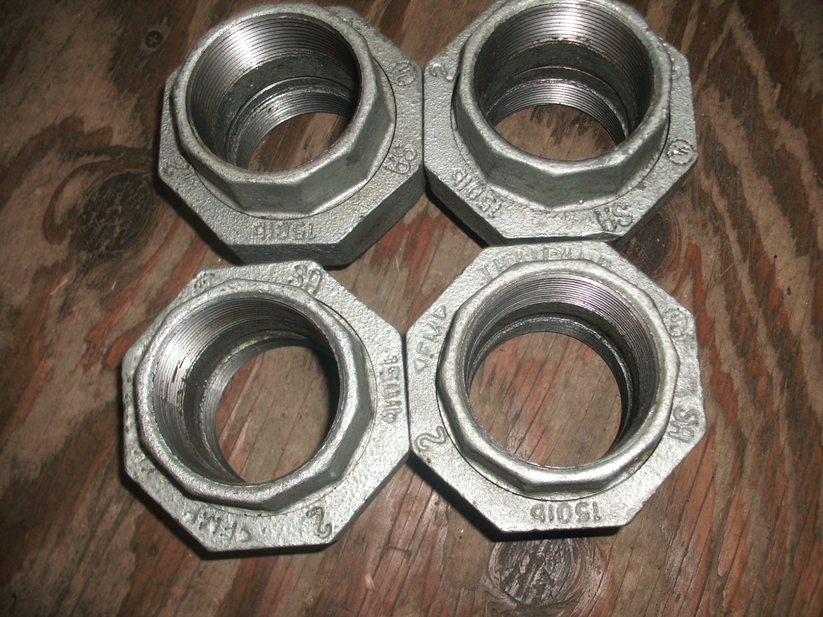 LOT OF 4 – 2″ FNPT GALVANIZED MALLEABLE IRON UNION 150#