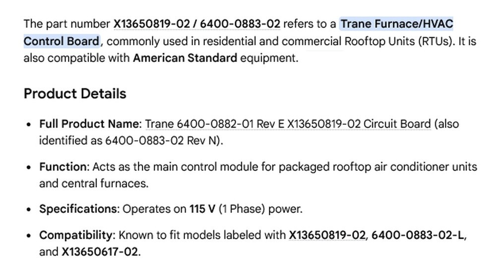 1 USED TRANE X13650819-02/6400-0883-02 REV N HVAC CONTROL MODULE **MAKE OFFER**