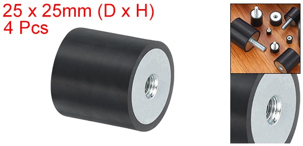 4Pcs 25 x 25mm M6 Female Thread Rubber Mounts, Replaces Silent Block Base Block