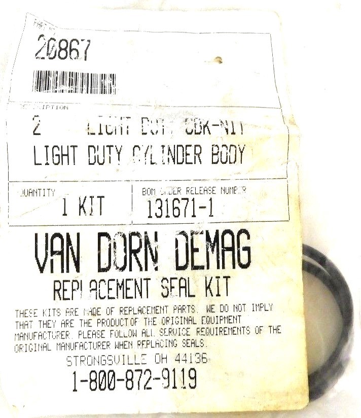 BAG OF 2 NEW VAN DORN DEMAG 20867 SEAL KIT 131671-1 CKB-NIT LIGHT DUTY