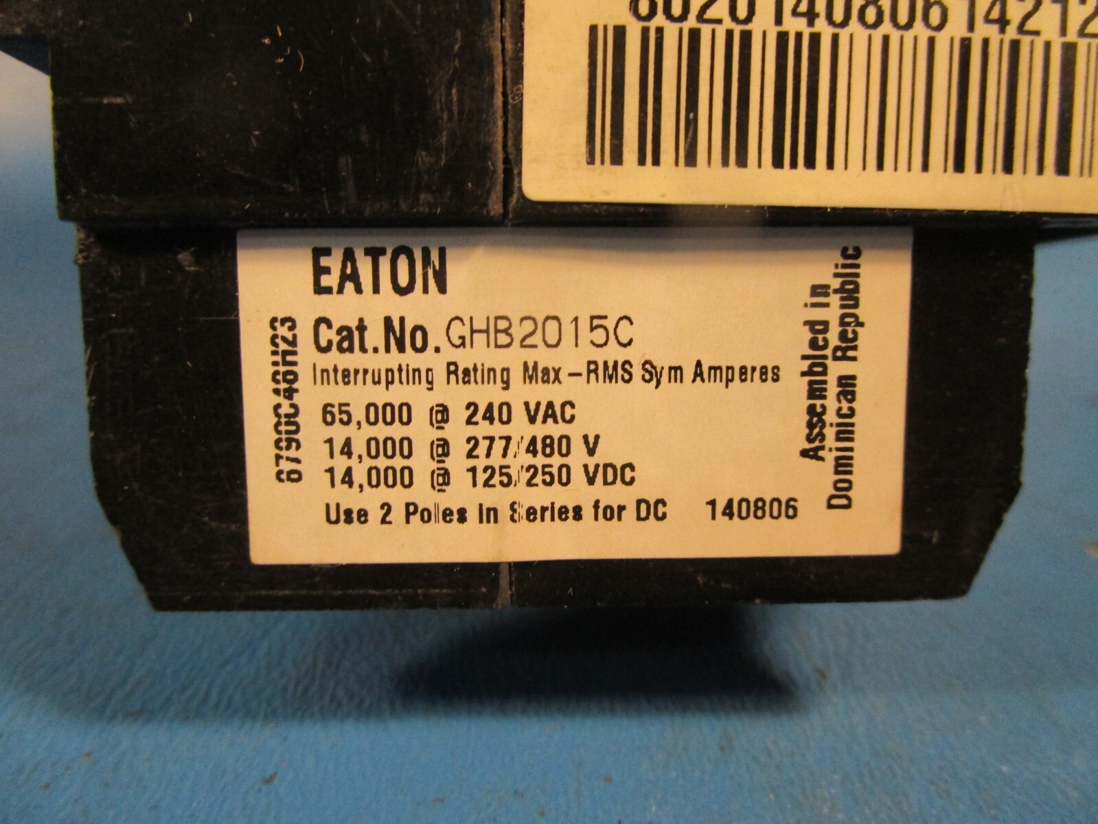 Eaton GHB2015C, Molded Case Breakers (MCCBs) GHB 2P 15A 277/480V 50/60Hz 2Ph G F