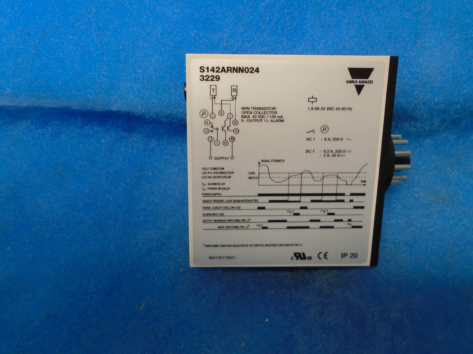 CARLO GAVAZZI S142ARNN024 PHOTOELECTRIC AMPLIFIER 24VAC 50/60HZ 1YR WARRANTY