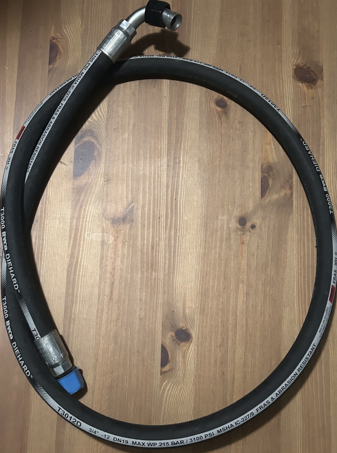 3/4″ X 83” Hydraulic Hose SAE100R17 3100 PSI Straight X 90 JIC Ends (84)