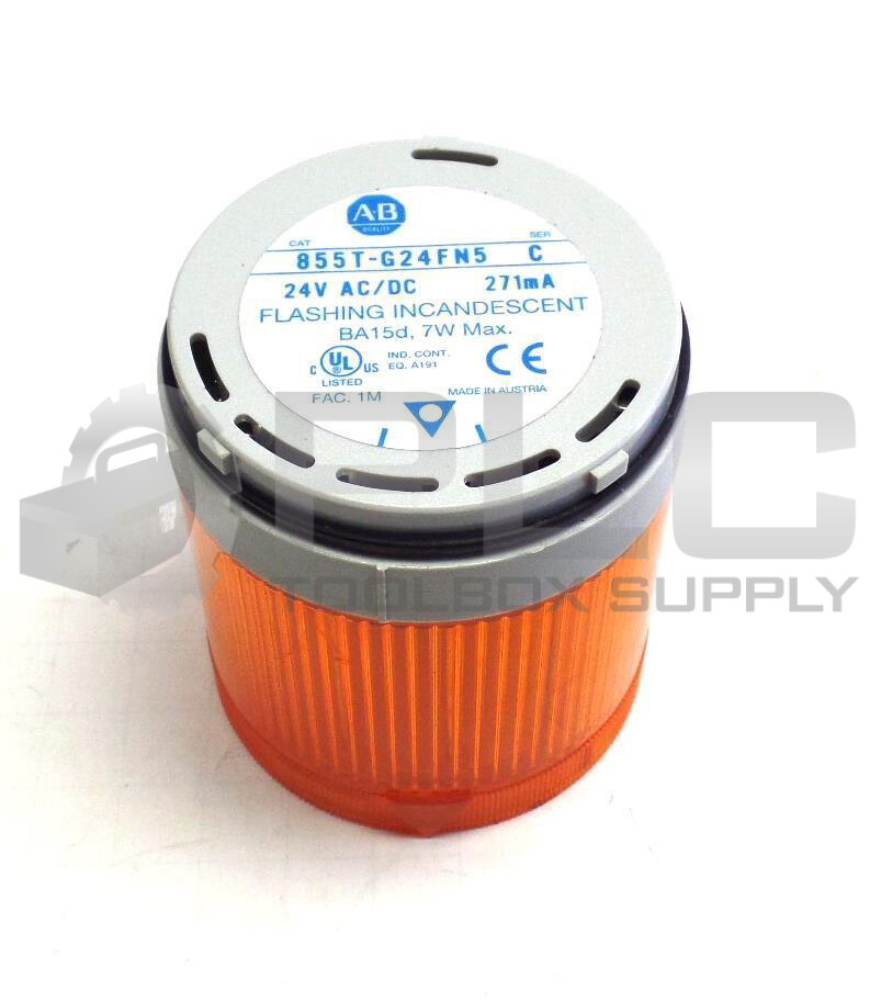 ALLEN BRADLEY 855T-G24FN5 CONTROL TOWER STACK LIGHT GRAY HOUSING ORANGE