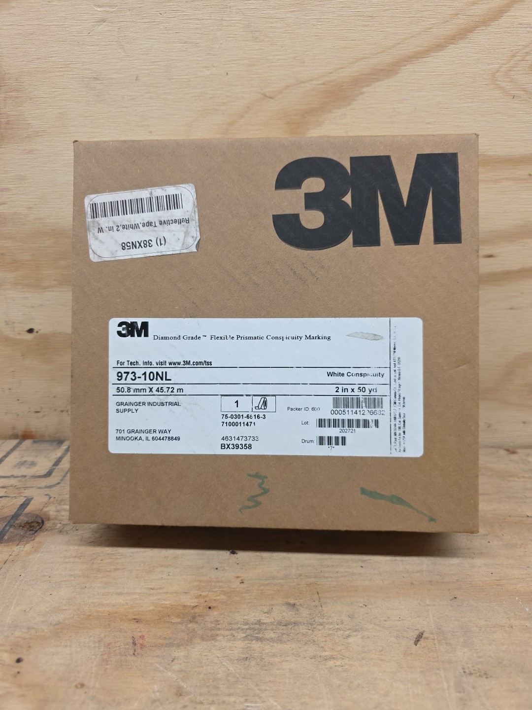 3M Diamond Grade Conspicuity Markings 973-10NL White, 2 In x 50 yd