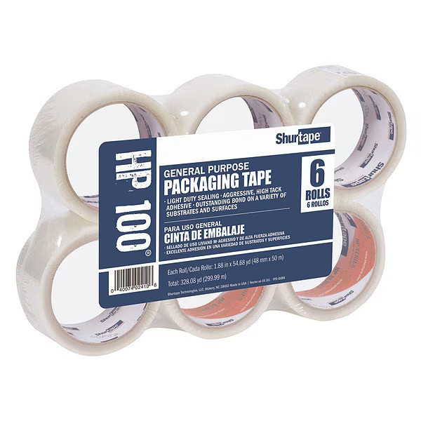 Shurtape 207141 Carton Tape, Clear, 48mm x 50m, PK36