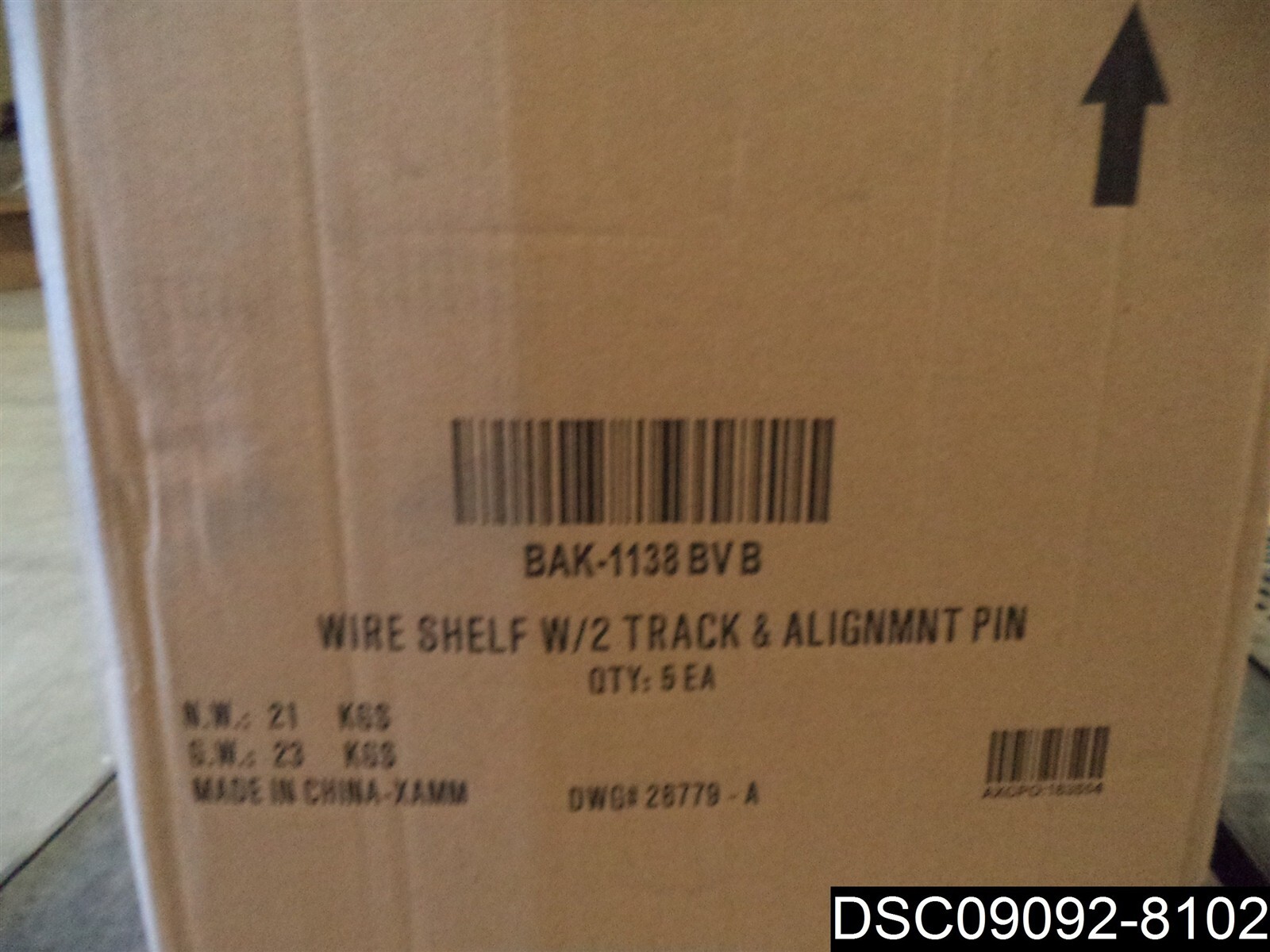 QTY=5 MARCO WIRE SHELF WITH 2 TRACK & ALIGNMNT PIN HOLE BAK-1138BVB