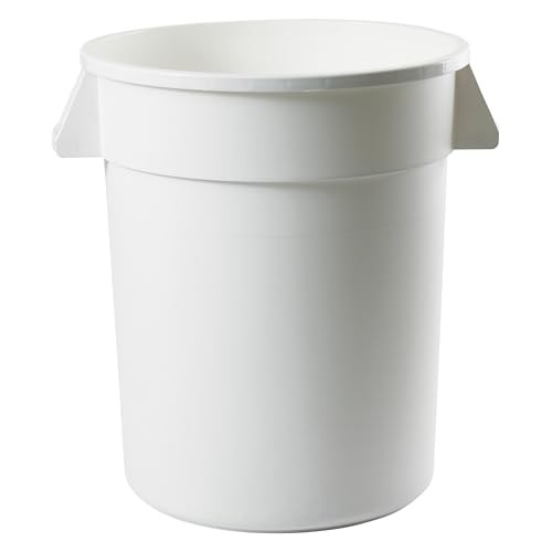 Winco Heavy-Duty Round Waste Container/Trash Can, 20 Gallon, White