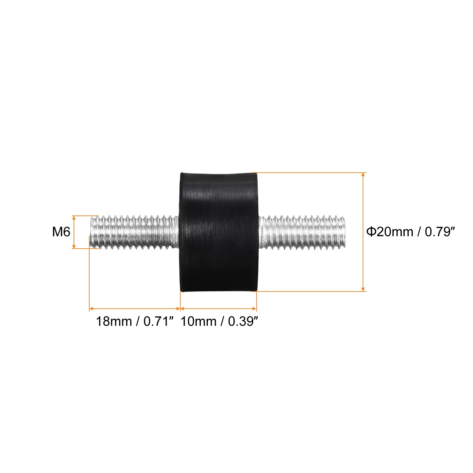 4pcs – Rubber Mounts M6x18mm Male Vibration Isolator Shock Absorber 20mmx10mm