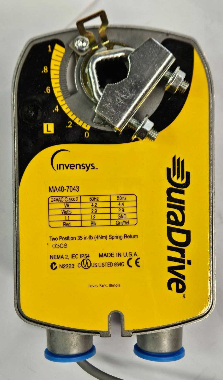 Invensys MA40-7043 Two Position Spring Return Actuator 35 in-lb 24 VAC 2.9 Watts