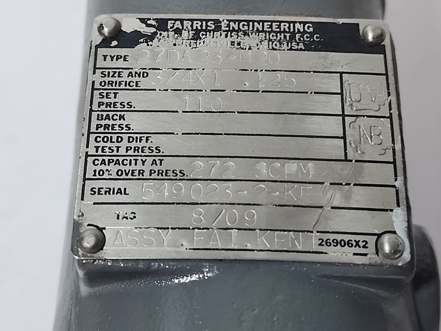 FARRIS 27DA23-M20 3/4X1 SAFETY RELIEF VALVE