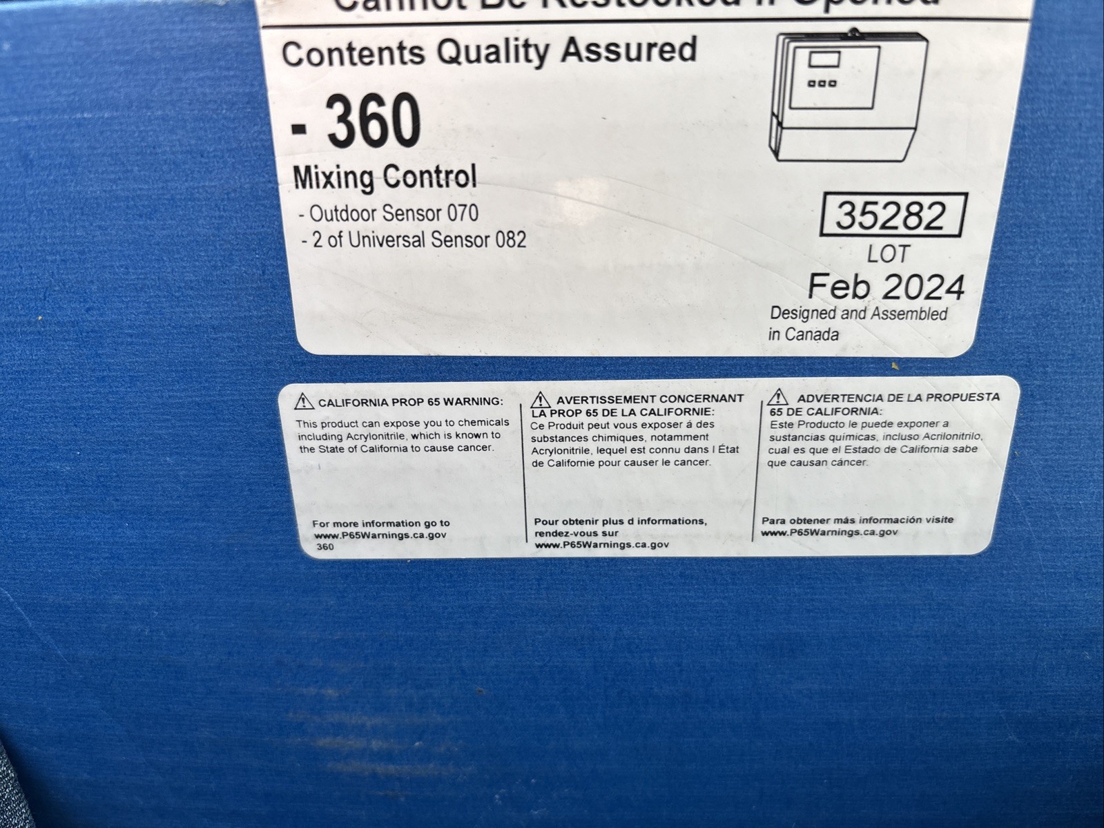 Tekmar 360 Mixing Control With Outdoor & 1 Universal Sensor