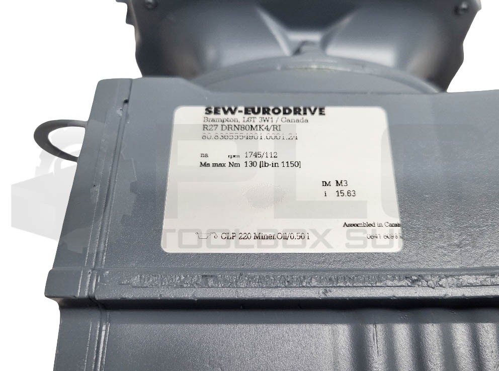 NEW SEW EURODRIVE R27 DRN80MK4/RI GEAR MOTOR 3/4HP 1745RPM RATIO: 15.63
