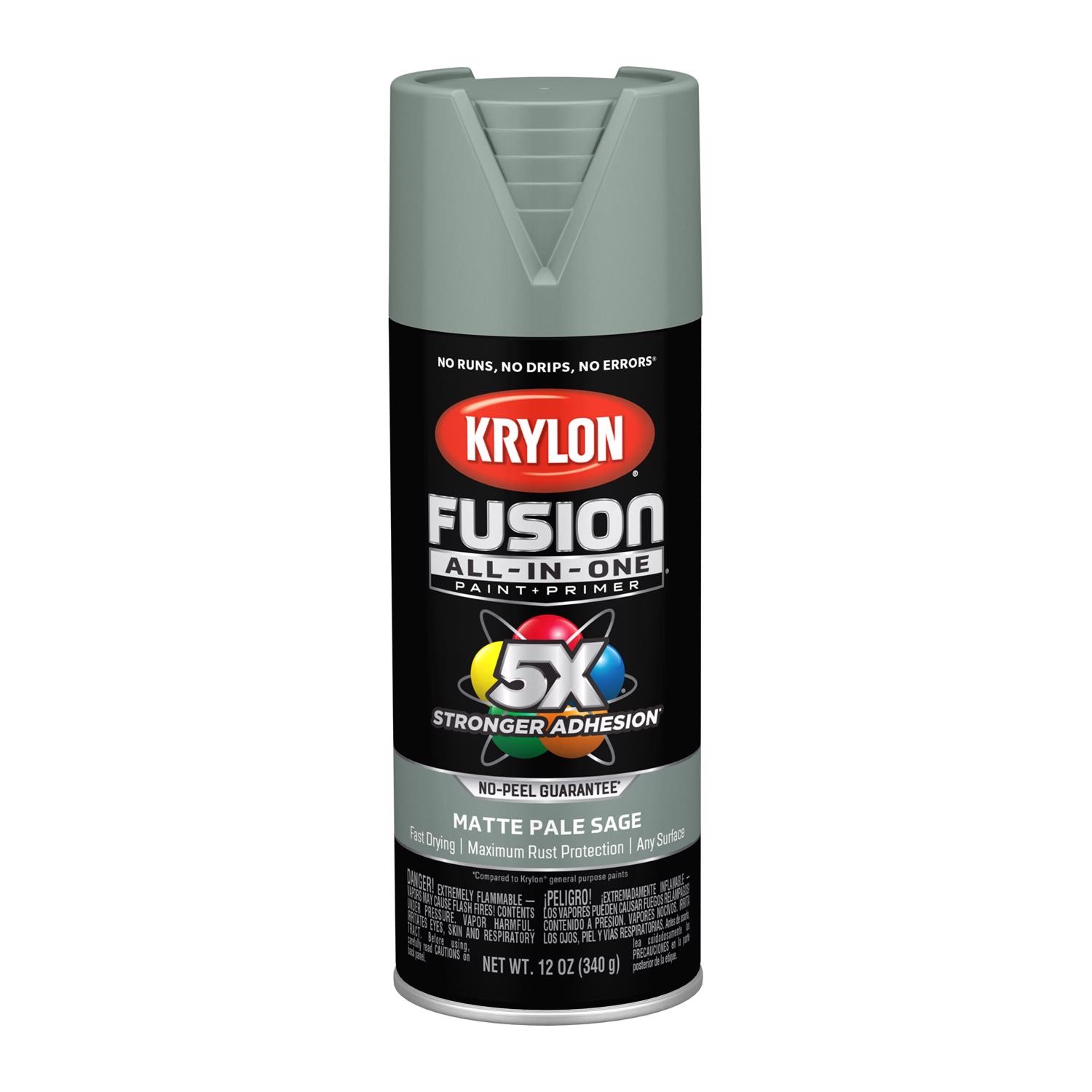 Krylon K02761007 12 Oz Pale Sage Matte Fusion All-In-One Spray Paint(Pack of 6)