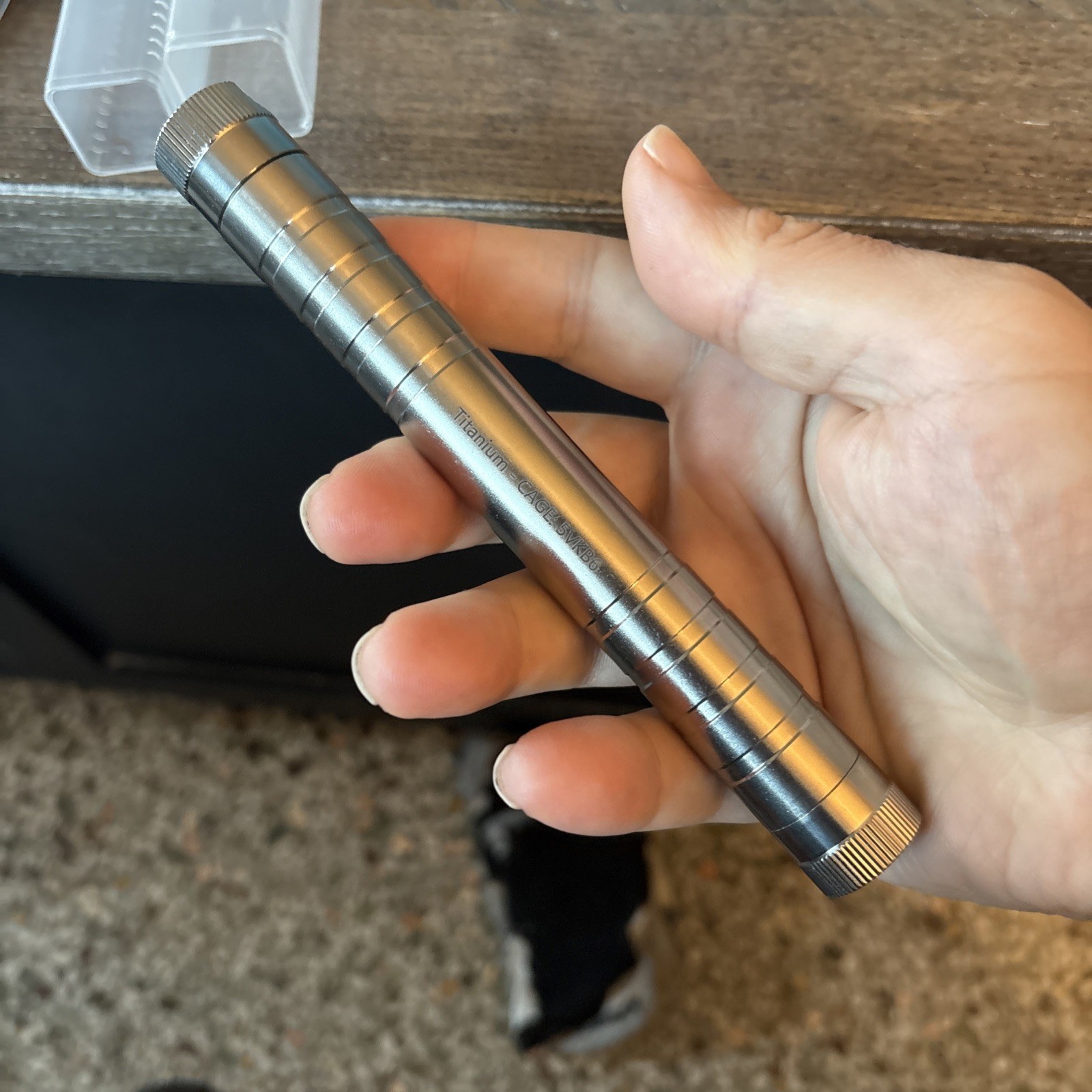 Maratac Tube-A-Ton Titanium Secured Lid Via Flange-to-Cap Fits Two AA Batteries