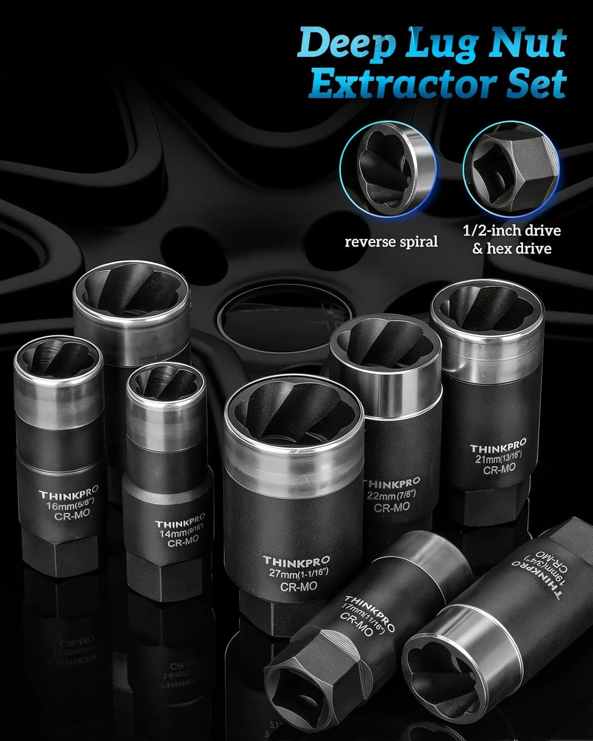 Locking Lug Nut Removal Tool,Heavy Duty Wheel Lock Removal Kit | 10 Pieces Lug N