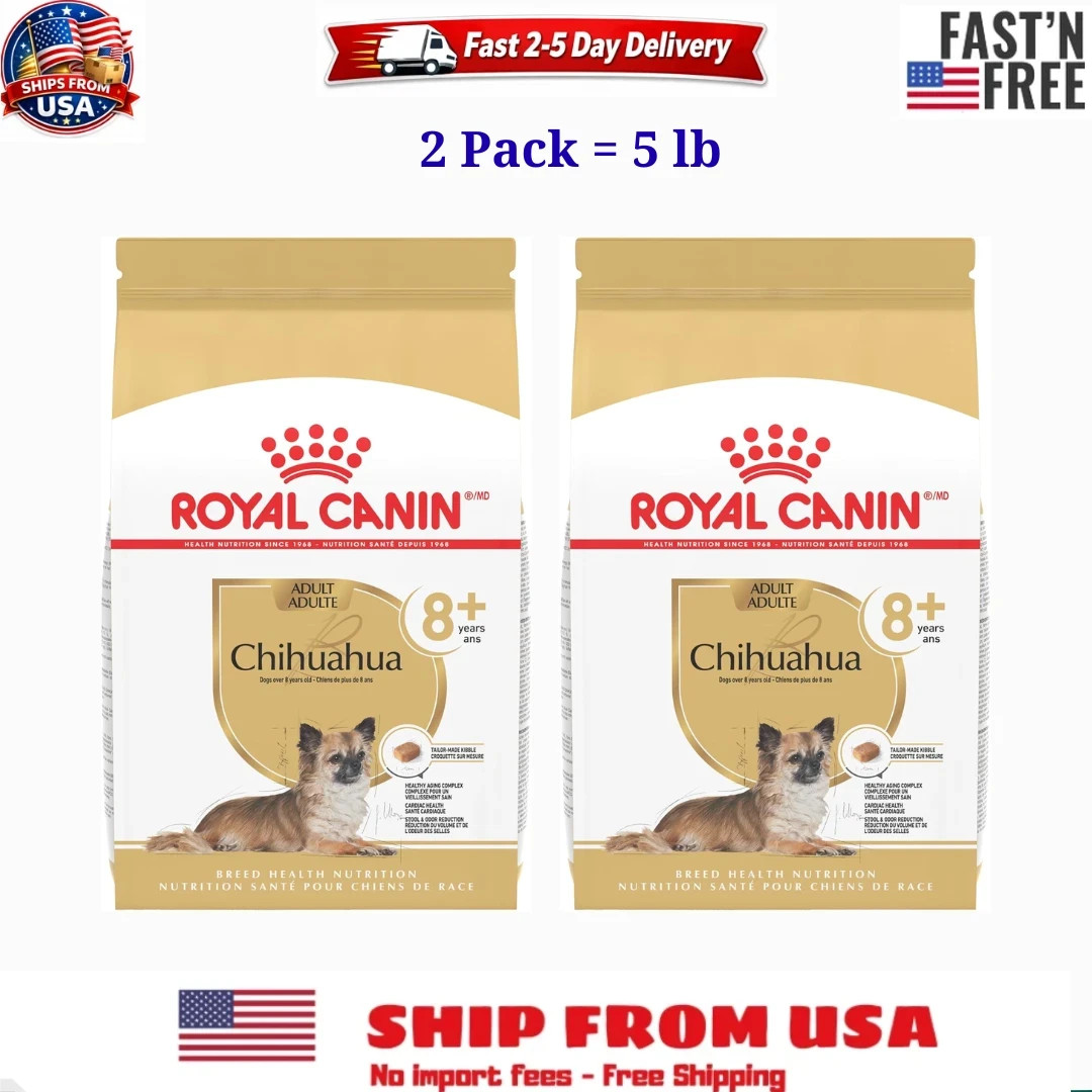 2 PACK Royal Canin Chihuahua Adult 8+ Breed Specific Dry Dog Food, 2.5 lb