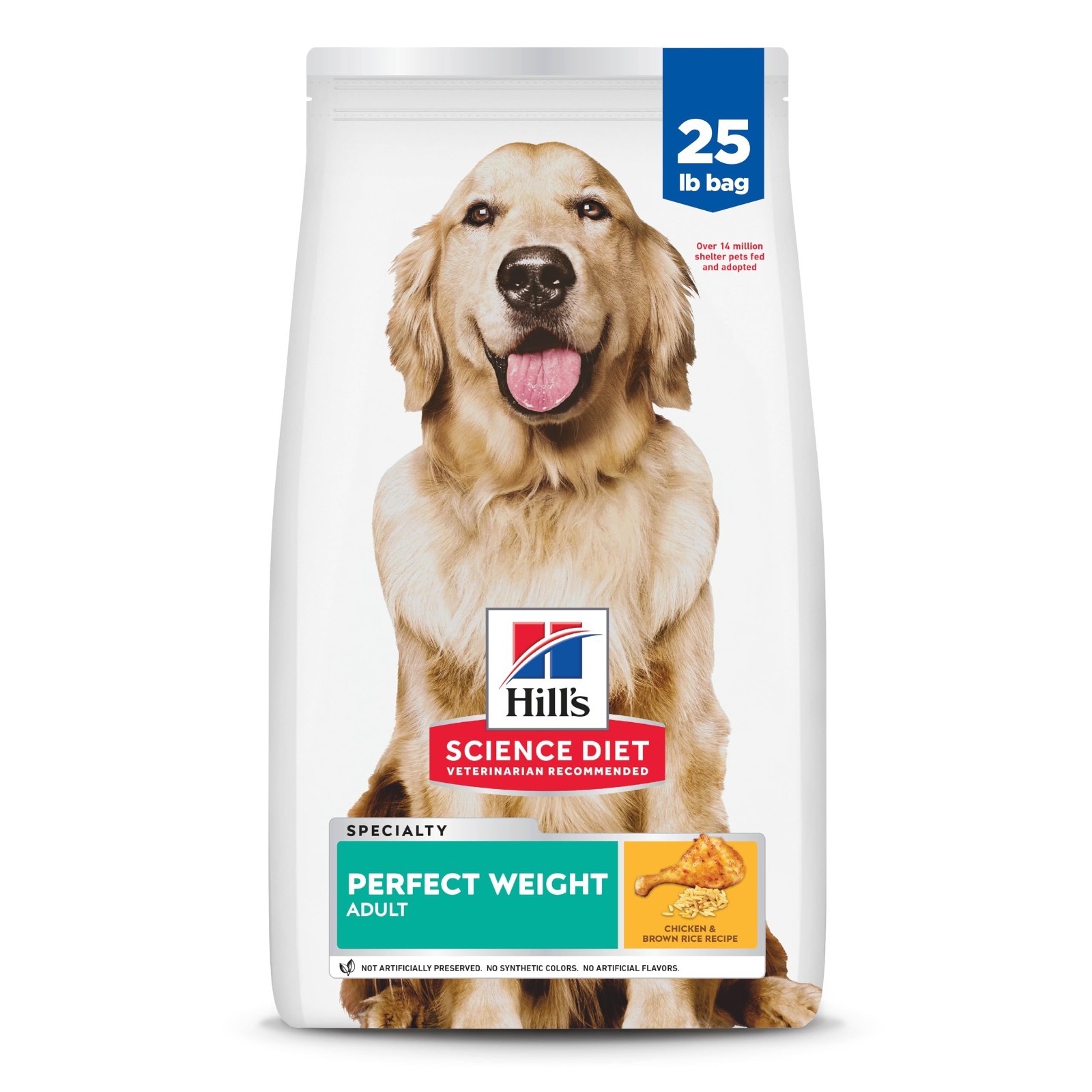 Hill’s Science Diet Adult 1-6 Perfect Weight Dog Food, Chicken & Brown Rice,25lb
