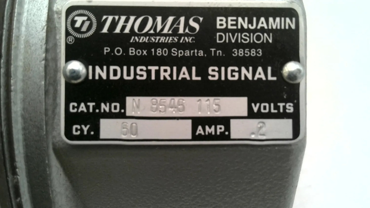 THOMAS INDUSTRIES N-8546-115 INDUSTRIAL SIGNAL HORN 60 CY .2 AMP