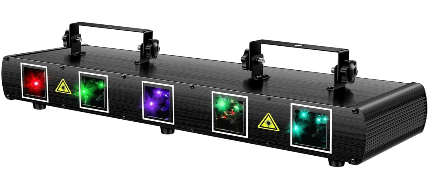 Luces Láser DJ RGBYC con Control DMX y Efectos Música para Fiesta Disco