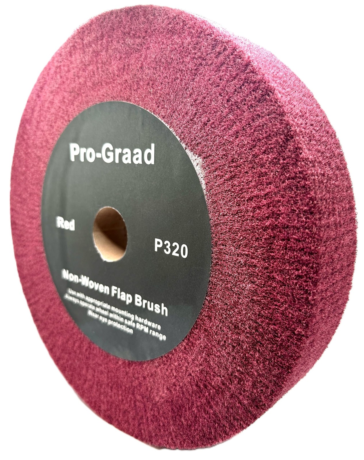 Pro-Graad 12” x 2” x 1-1/4” Red Bench Grinder Polishing Wheel Flap Brush, 320…