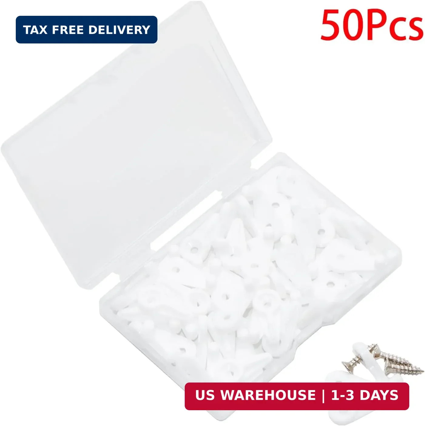 50 Pack Glass Retainer Clips Kit, White Window Screen Clips, 4-5mm Glass Cabinet