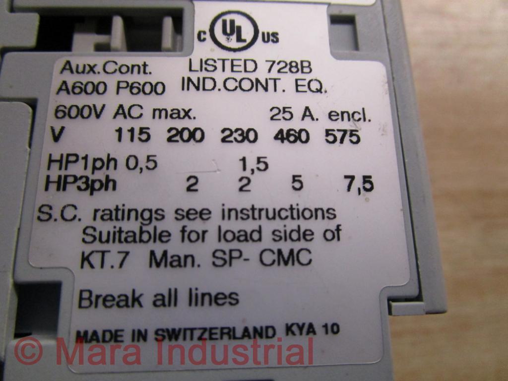 Sprecher + Schuh CA7-9-10-120 Contactor