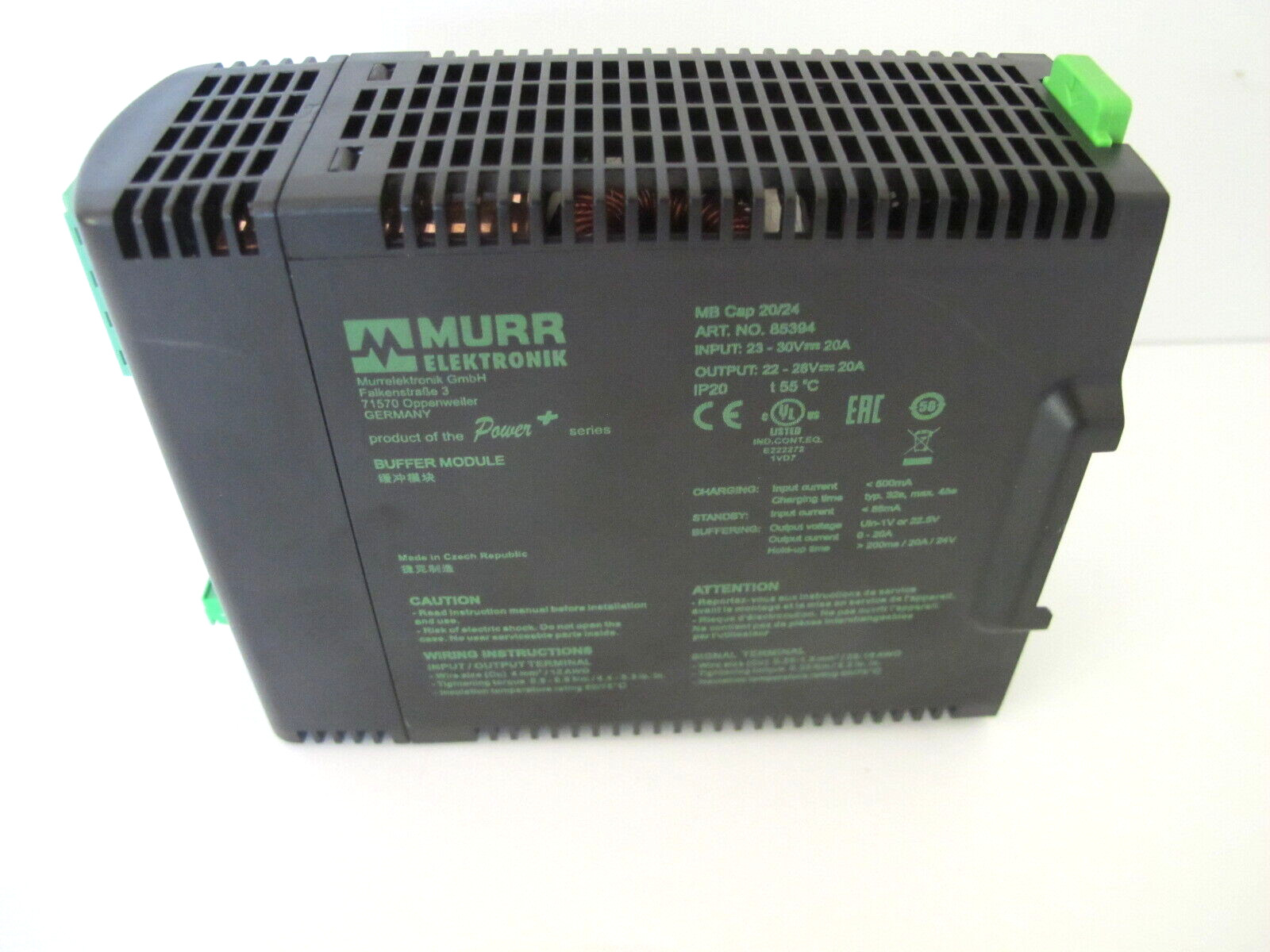 Murr Elektronik 85394 Power+ Buffer Module (24V/20A) Free Fast Shipping
