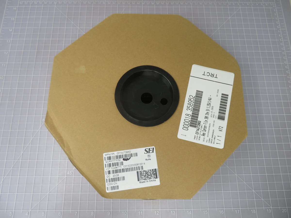 Lot of 2500 SEI CF14JT39K0 39 kOhms ±5% 0.25W, 1/4W Through Hole Resistor Axial