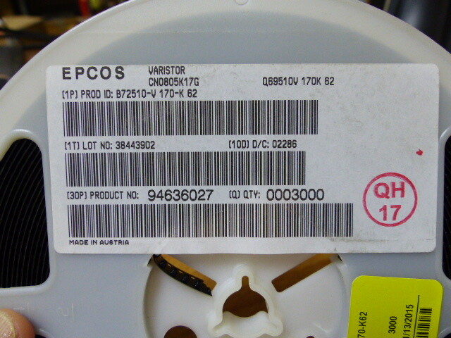 EPCOS CN0805K17G Qty of 86 per Lot Varistor