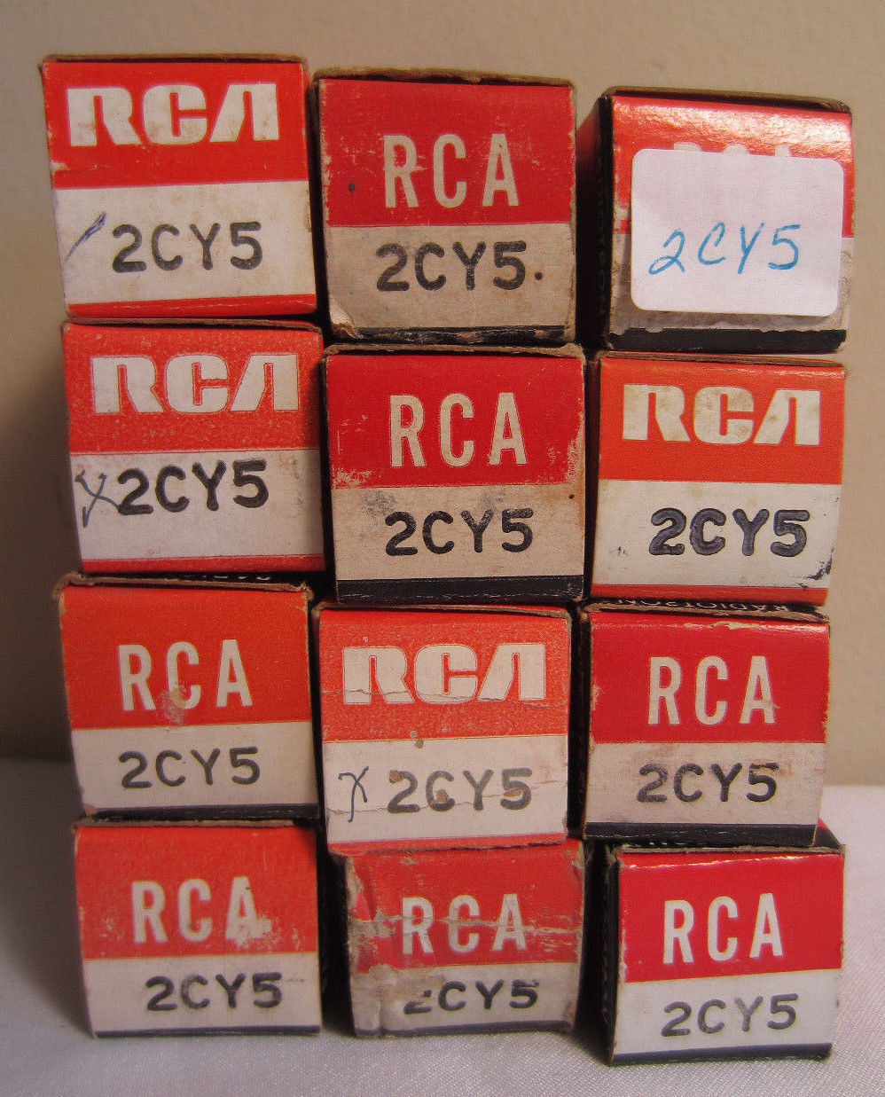 Lot Of 12 RCA 2CY5 Electron Electronic Tubes In Boxes NOS